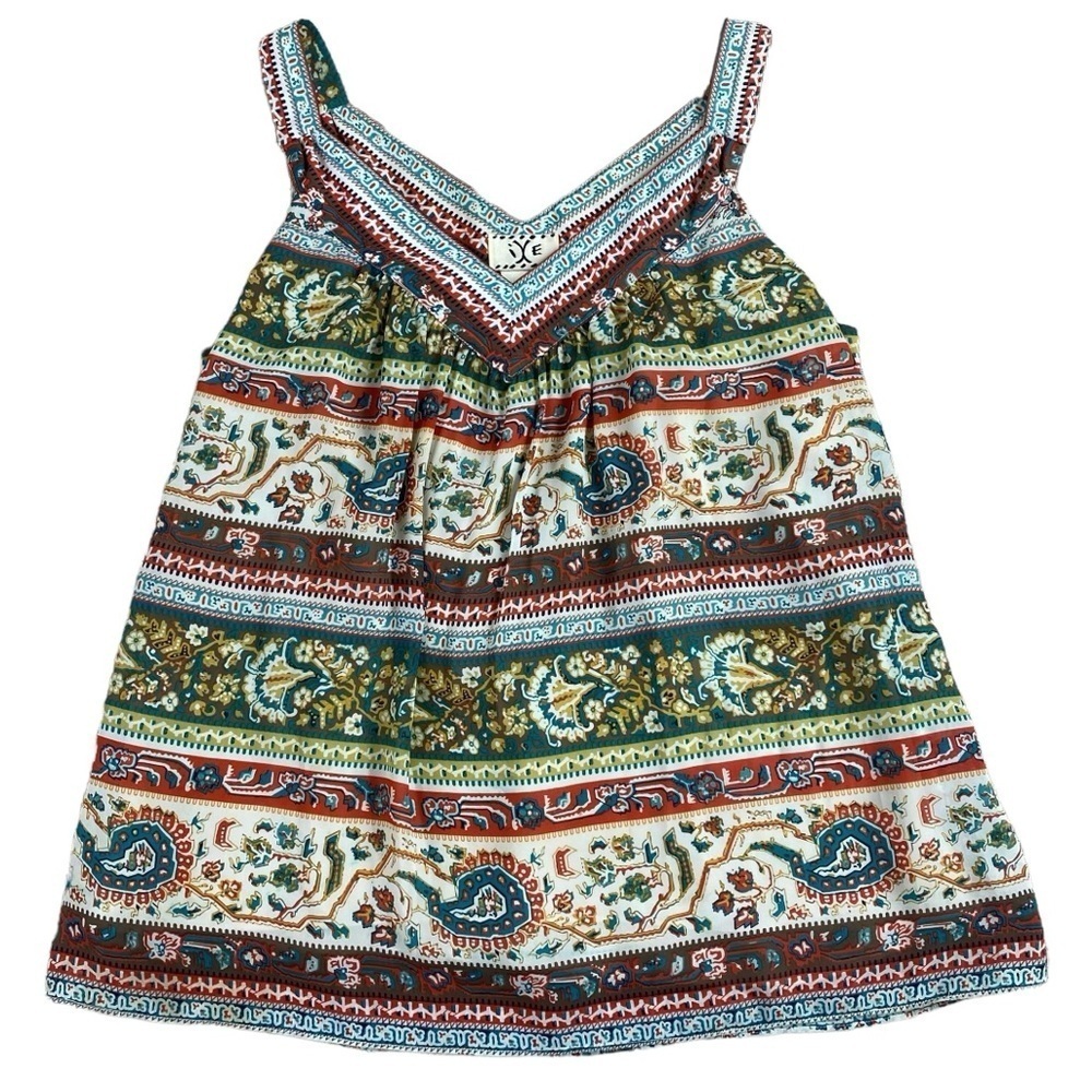 Bohemian Floral Women’s Fully Lined Tank Top Blouse Sz‎ 12